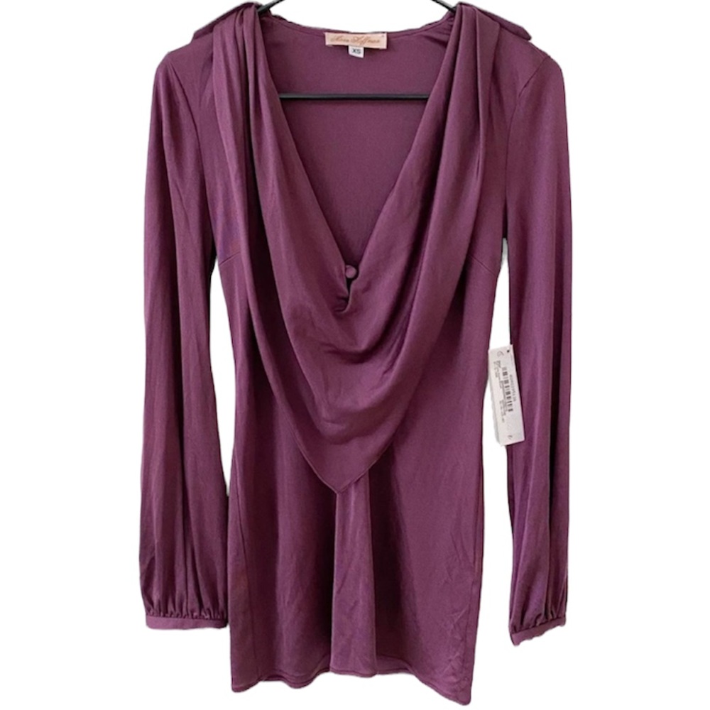 MARA HOFFMAN wine puff long sleeve blouse
